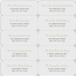 Einfache Gold Name Wedding Guest Address Labels