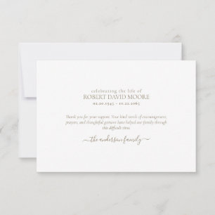 Einfache Gold Text Beerdigung Bereavement Vielen D Dankeskarte