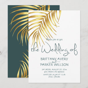 Einfache Gold Tropical Wedding Einladung