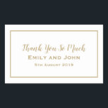 Einfache Gold-Typografie und Frame-Gastgeschenk Ho Rechteckiger Aufkleber<br><div class="desc">Praktische Aufkleber für Ihre Gastgeschenke Hochzeiten,  um die Minimalistische Gold Hochzeitskollektion zu erfüllen. Personalisieren Sie den Text einfach,  und Sie können den Hintergrund und die Textfarben ändern,  wenn Sie möchten.</div>