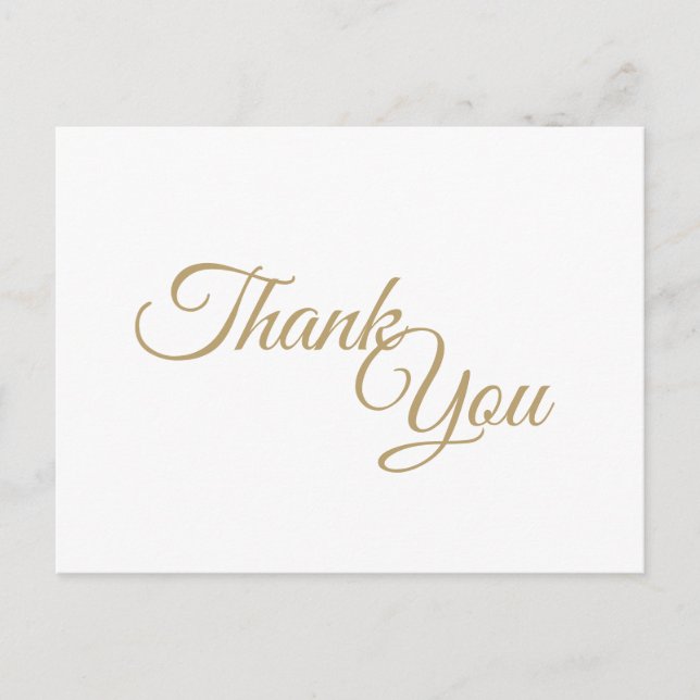 Einfache Gold- und Weißkalligraphie Vielen Dank Postkarte (Vorderseite)