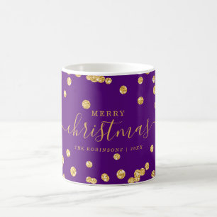 Einfache GOLD Weihnachtsfeiertage Glitzer Lila Kaffeetasse