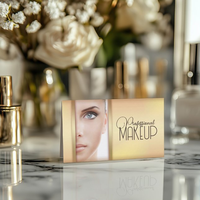 Einfache Gold Woman Face Make-up Artist Card Visitenkarte (Perfect for business)