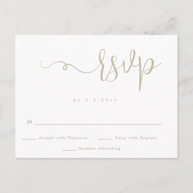 Einfache Goldbriefe RSVP Card Postkarte (Vorderseite)
