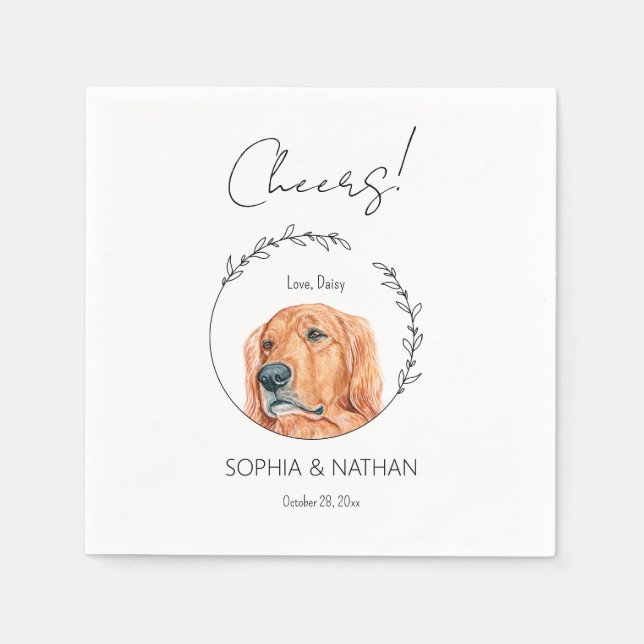 Einfache Golden Retriever Dog Wedding Cocktail Serviette (Vorderseite)