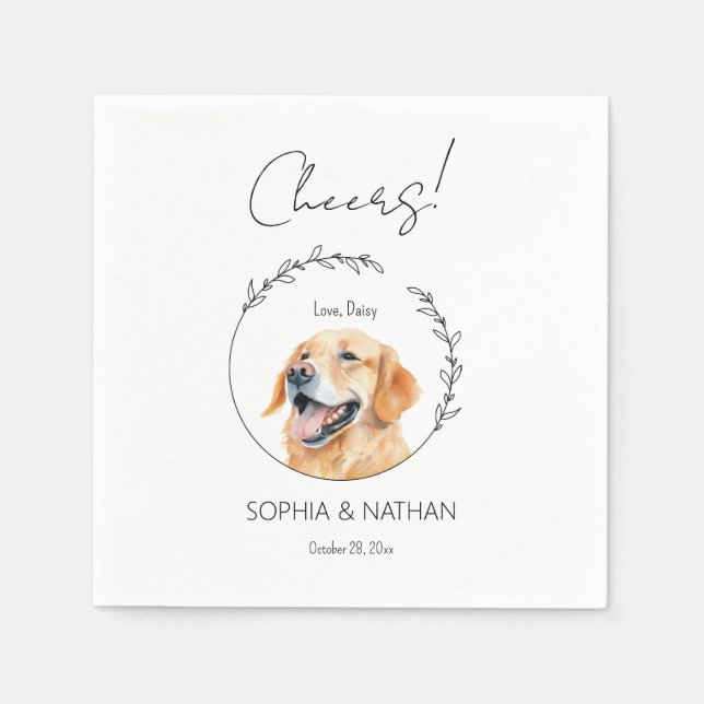 Einfache Golden Retriever Dog Wedding Cocktail Serviette (Vorderseite)