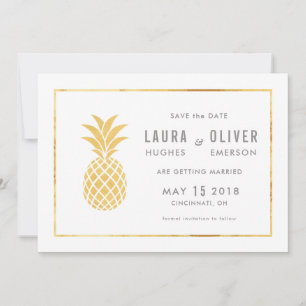 Einfache goldene Ananas Save-the-Date-Karten Save The Date
