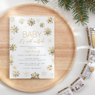 Einfache goldene Babyshower zu Weihnachten 'Baby, Einladung