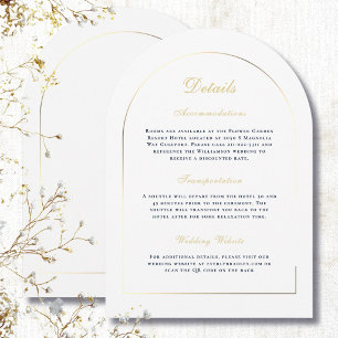 Einfache Goldene Bogen Navy Weiße Details Hochzeit Einladung