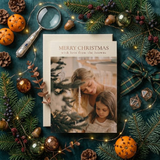 Einfache goldene Foto-Weihnachtskarte Feiertagskarte