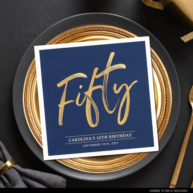 Einfache Goldene Fünfzig 50. Geburtstagsfeier Serviette (Von Creator hochgeladen)