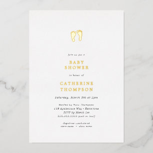 Einfache goldene Fußabdrücke Baby Shower Folieneinladung