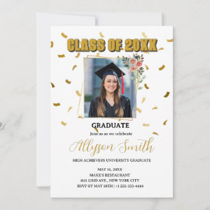 Einfache goldene Graduiertenparty Einladung