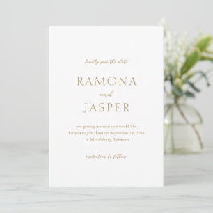 Einfache goldene moderne Hochzeit in Fettschrift Save The Date