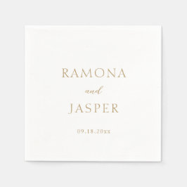 Einfache, goldene, moderne Hochzeit Serviette