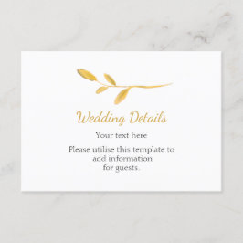 Einfache goldene Oliven Trendy Typografie Hochzeit Begleitkarte