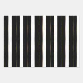 Einfache goldene schwarze und weiße geometrische S Geschenkpapier Set