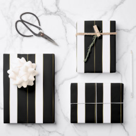 Einfache goldene schwarze und weiße geometrische S Geschenkpapier Set