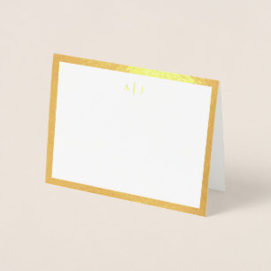 Einfache goldene Umrandung mit zwei Monogrammen Folienkarte