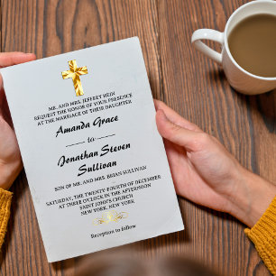 Einfache goldene Weihnachtsabend-Christen-Kreuz-Ho Einladung