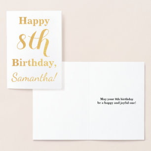 Einfache Goldfolie 8. Geburtstag + Individuelle Na Folienkarte