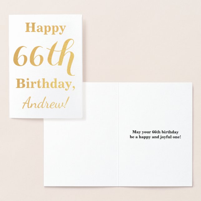 Einfache Goldfolie "HAPPY 66. GEBURTSTAG" + Name Folienkarte (Anzeige)
