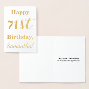 Einfache Goldfolie "HAPPY 71. GEBURTSTAG" + Name Folienkarte