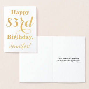 Einfache Goldfolie "HAPPY 83. BIRTHDAY" + Name Folienkarte
