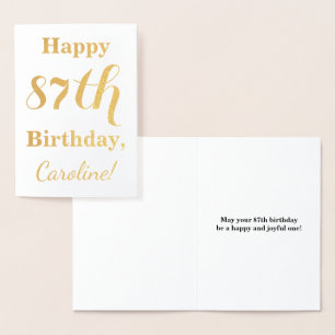 Einfache Goldfolie "HAPPY 87. GEBURTSTAG" + Name Folienkarte