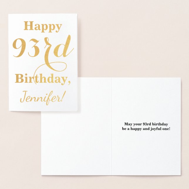 Einfache Goldfolie "HAPPY 93. BIRTHDAY" + Name Folienkarte (Anzeige)