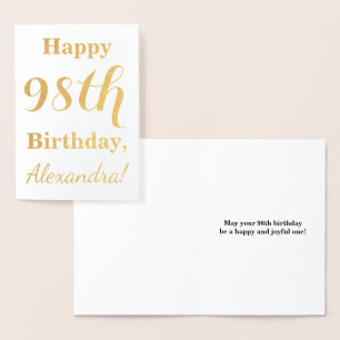 Einfache Goldfolie "HAPPY 98. GEBURTSTAG" + Name Folienkarte