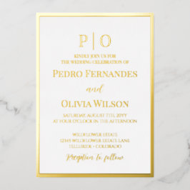 Einfache Goldfolie Rahmen Hochzeitfolie Folieneinladung