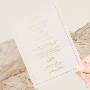Einfache Goldfolien-Blätter Hochzeit Folieneinladung