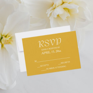 Einfache goldgelbe Hochzeit im schlichten Stil RSVP Karte