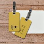 Einfache goldgelbe schwarze Fett-Monogramm Gepäckanhänger<br><div class="desc">Einfache,  elegante und anpassbare Gepäckanhänger mit goldenem Hintergrund,  schwarzem,  fett geschnittenem Monogramm.</div>