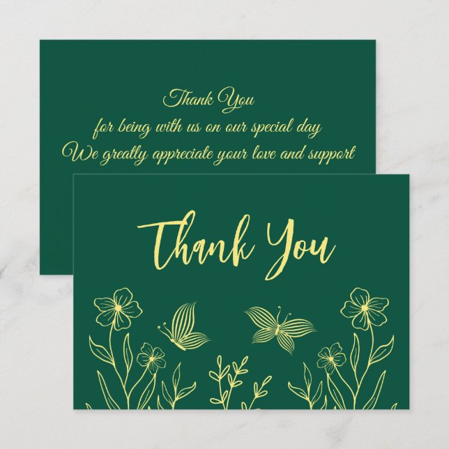 Einfache Goldhochzeit-Blume Dankeskarte (Vorne/Hinten)