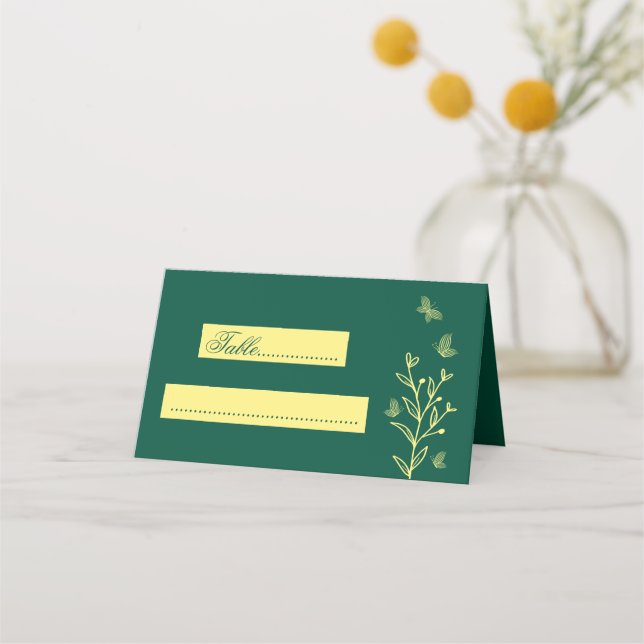 Einfache Goldhochzeit-Blume Platzkarte (Vorderseite)