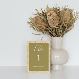 Einfache Goldhochzeit-Kalligraphie Tischnummer