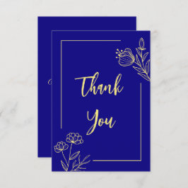 Einfache Goldhochzeit, königsblau, Blume Dankeskarte