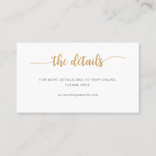 Einfache Goldhochzeit Website + Details + rsvp Kar Visitenkarte