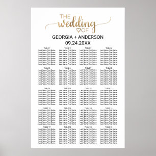 Einfache Goldkalligrafie-Hochzeitskarte Poster