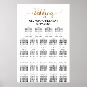 Einfache Goldkalligrafie-Hochzeitskarte Poster