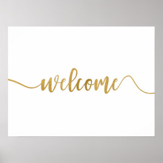 Einfache Goldkalligraphie Begrüßungszeichen Poster