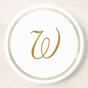 Einfache Goldkreise und Monogramm-Schablone Getränkeuntersetzer