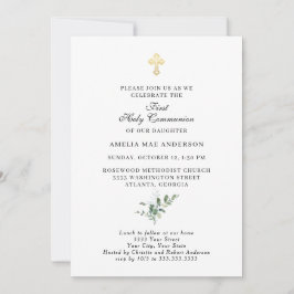 Einfache Goldkreuz Erste Heilige Kommune Einladung