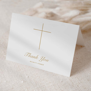Einfache Goldkreuz-Schrift-Taufe Dankeskarte