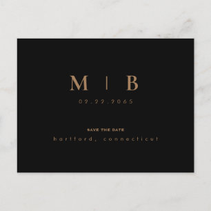 Einfache Goldmonogramm Save the Date Ankündigungspostkarte
