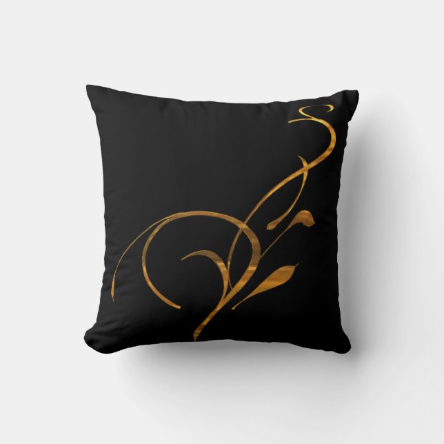 Einfache Goldschwarz-Rolle-Amerikaner MoJo Kissen (Vorderseite)