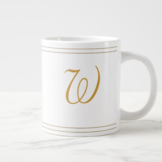 Einfache Goldstreifen Minimalistisch - Monogramm Jumbo-Tasse (Rechts)