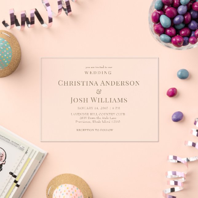 Einfache Goldtext-Hochzeit Acryleinladungen (Insitu (Feier))